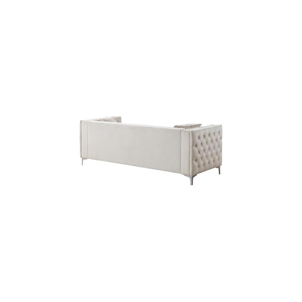 Glory Furniture Paige Velvet Sofa in Ivory