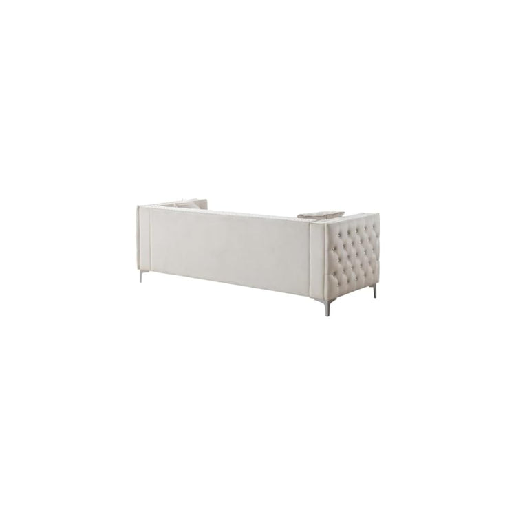 Glory Furniture Paige Velvet Sofa in Ivory