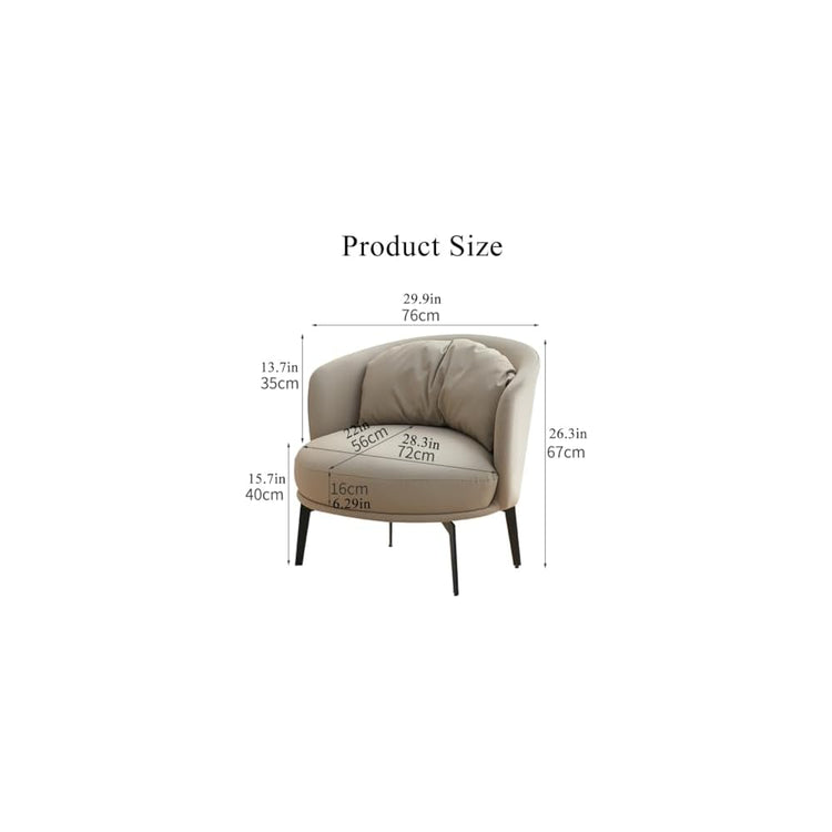 Nordic Padded Cushion Accent Chair for Living Room,Mid Century Armchair with Arc Back,Lounge Reading Chairs Soft Pillow,Single Sofa Chair for Balcony(Orange)