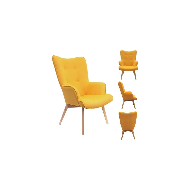 HOME DECO FACTORY Helsinki Scandinavian Armchair, 91cm x 69cm x 80cm, Yellow