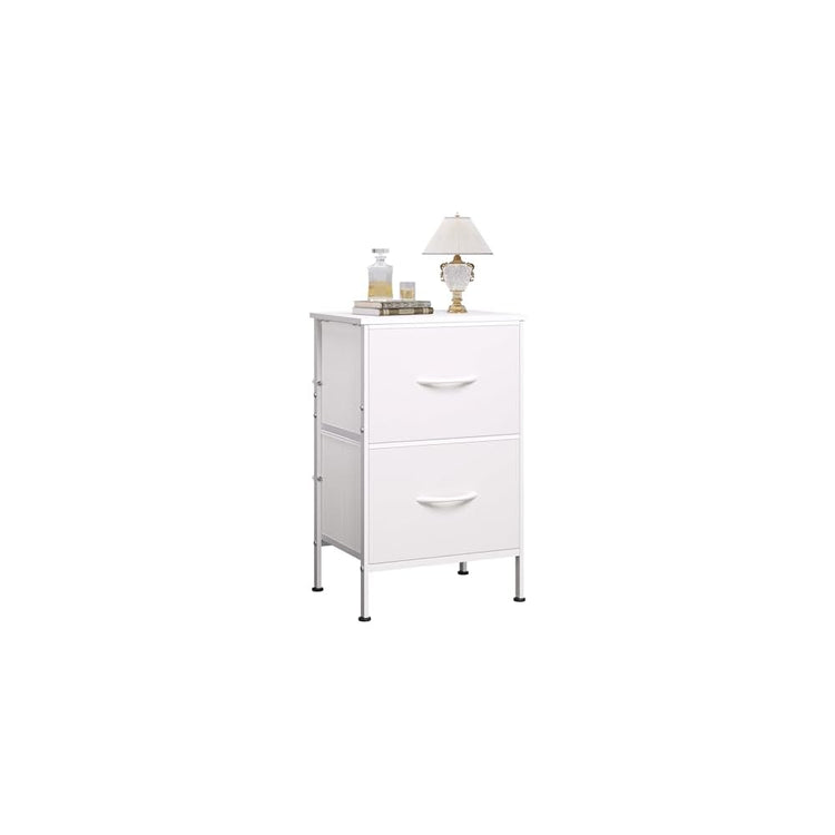 WLIVE Nightstand, 2 Drawer Dresser for Bedroom, Small Dresser with 2 Drawers, Bedside Furniture, Night Stand, End Table with Fabric Bins for Bedroom, Closet, Entryway, Black and Rustic Brown