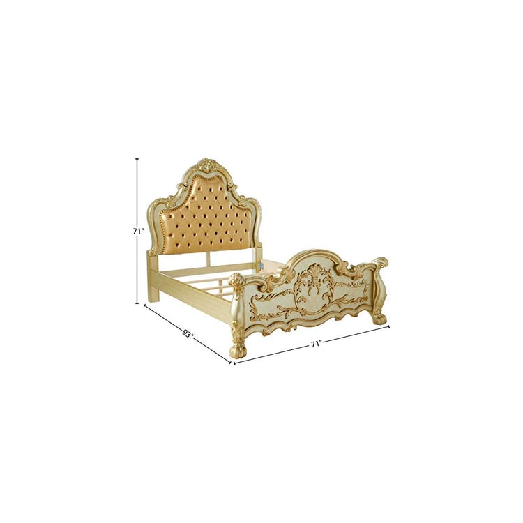 Acme Furniture Dresden Bed, Bone PU/Gold Patina, Queen