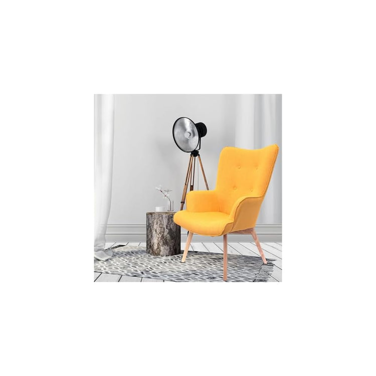 HOME DECO FACTORY Helsinki Scandinavian Armchair, 91cm x 69cm x 80cm, Yellow