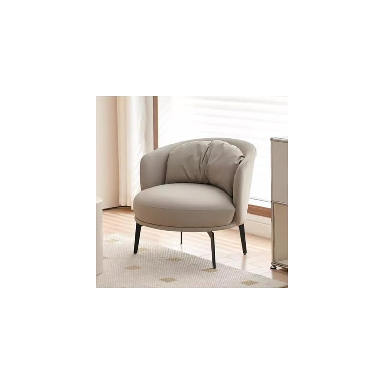 Nordic Padded Cushion Accent Chair for Living Room,Mid Century Armchair with Arc Back,Lounge Reading Chairs Soft Pillow,Single Sofa Chair for Balcony(Orange)