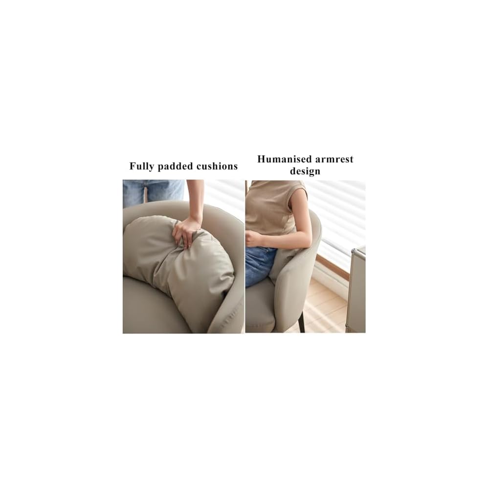 Nordic Padded Cushion Accent Chair for Living Room,Mid Century Armchair with Arc Back,Lounge Reading Chairs Soft Pillow,Single Sofa Chair for Balcony(Orange)