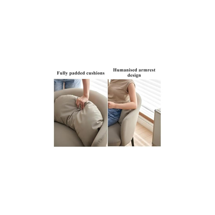 Nordic Padded Cushion Accent Chair for Living Room,Mid Century Armchair with Arc Back,Lounge Reading Chairs Soft Pillow,Single Sofa Chair for Balcony(Orange)