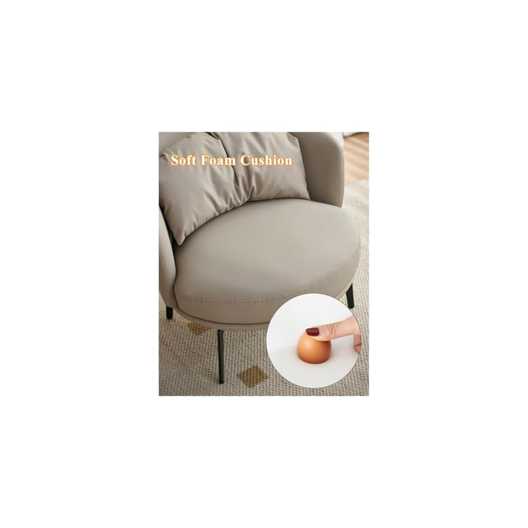 Nordic Padded Cushion Accent Chair for Living Room,Mid Century Armchair with Arc Back,Lounge Reading Chairs Soft Pillow,Single Sofa Chair for Balcony(Orange)