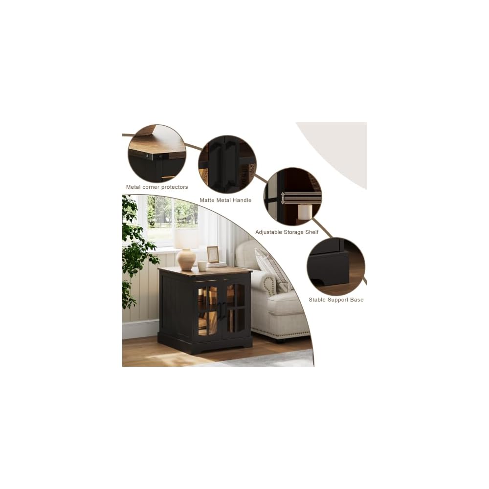 ChooChoo Farmhouse End Table with Charging Station & LED Light