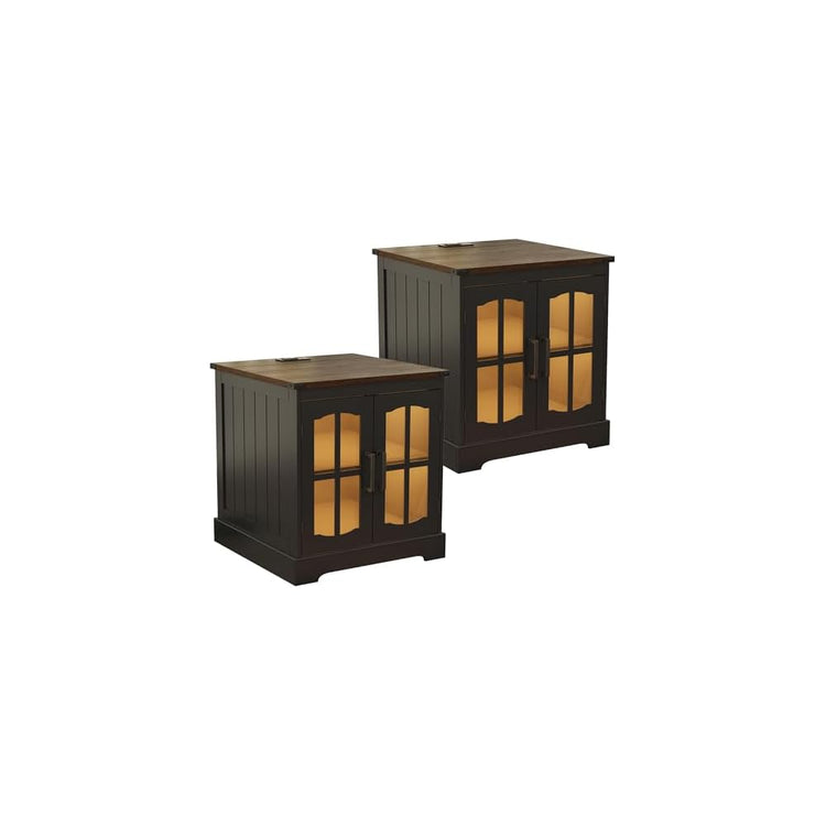 ChooChoo Farmhouse End Table with Charging Station & LED Light