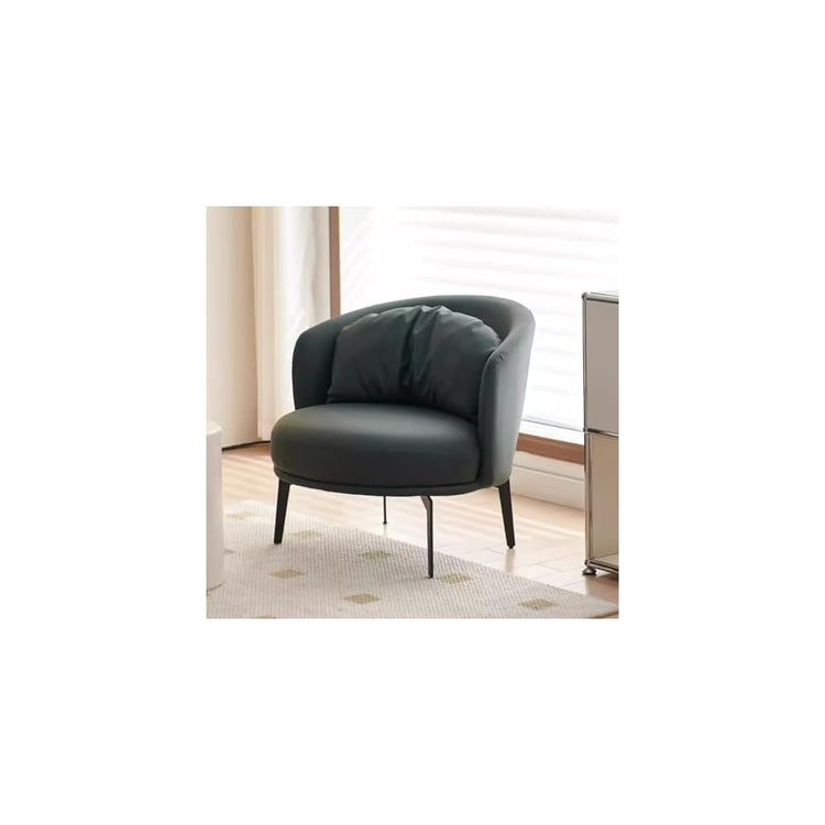 Nordic Padded Cushion Accent Chair for Living Room,Mid Century Armchair with Arc Back,Lounge Reading Chairs Soft Pillow,Single Sofa Chair for Balcony(Orange)