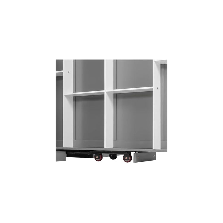 RUNNA Rotating Queen Murphy Bed with Hidden Storage Racks, Space-Saving Multifunctional Wall Bed for Home Office & Small Rooms (Gray#62)