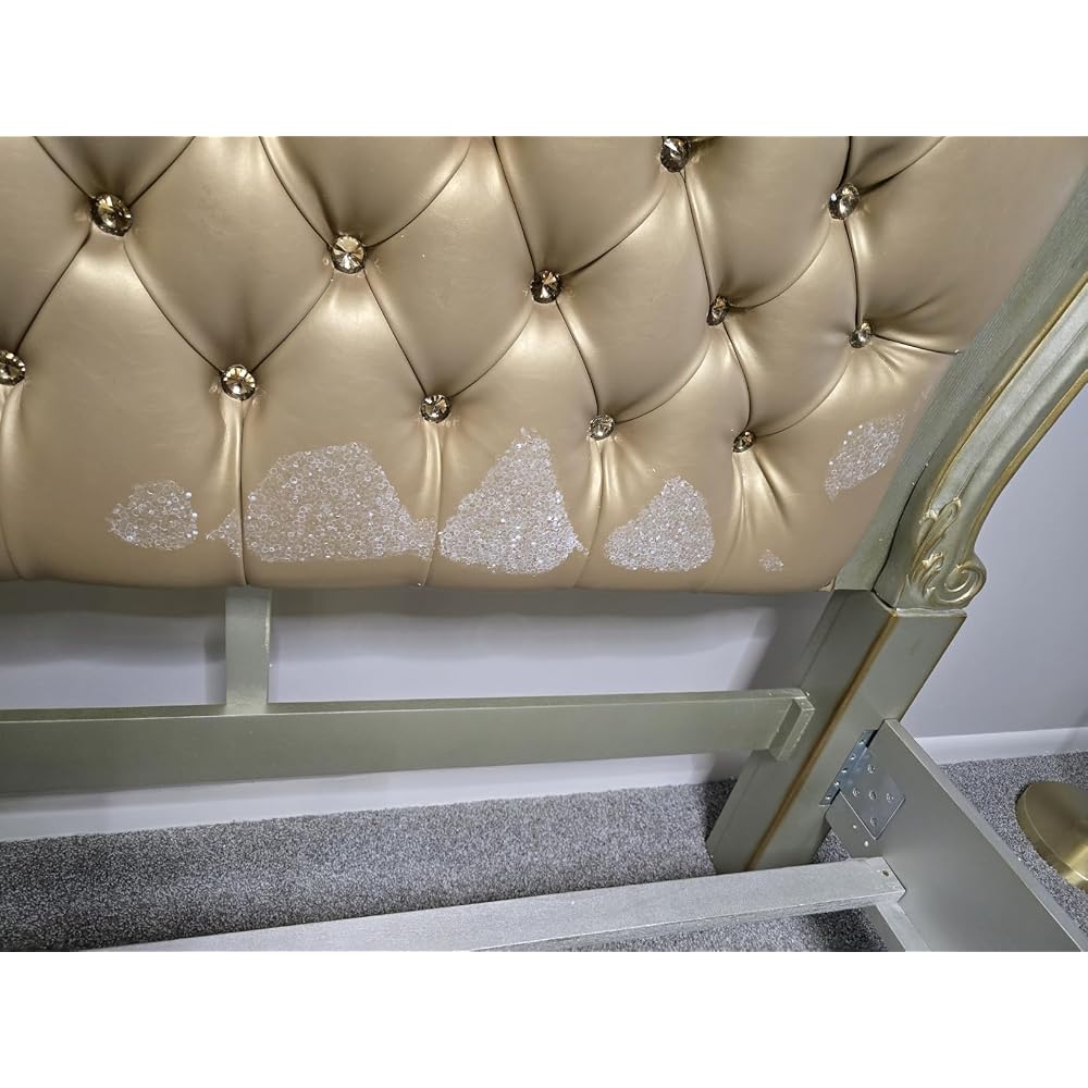 Acme Furniture Dresden Bed, Bone PU/Gold Patina, Queen